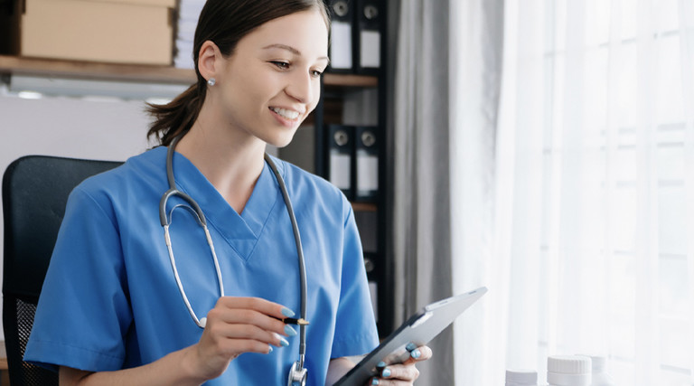 Doctor using mobile devices